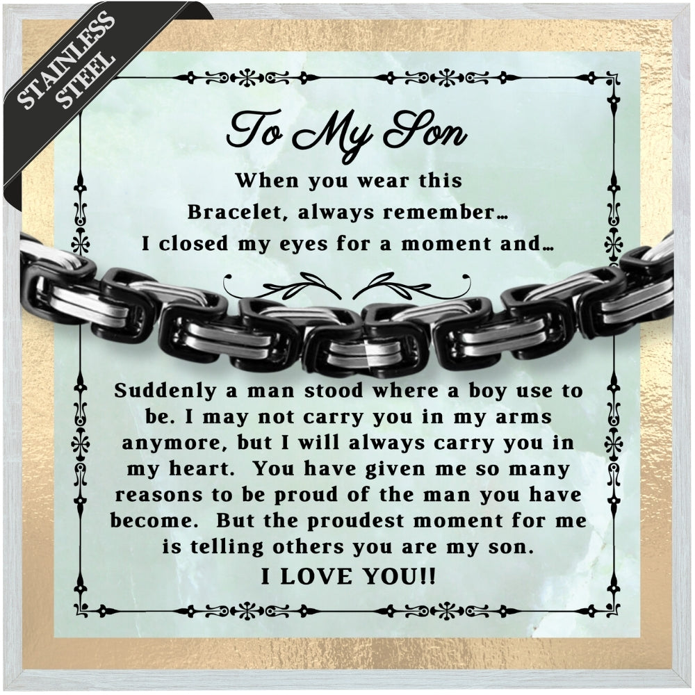 Proud Moments: Stainless Steel Bracelet Gift Set for Son