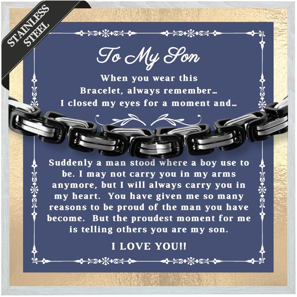 Timeless Pride: Stainless Steel Bracelet Gift Set for Son