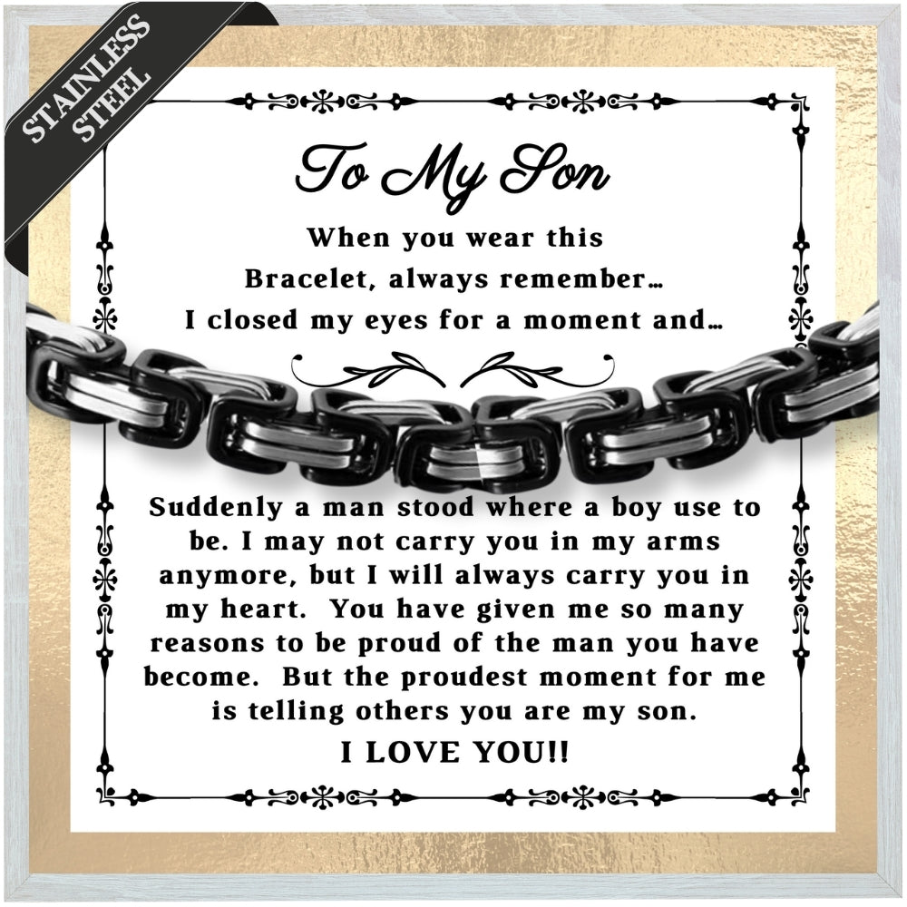 Infinite Pride: Stainless Steel Bracelet Gift Set for Son