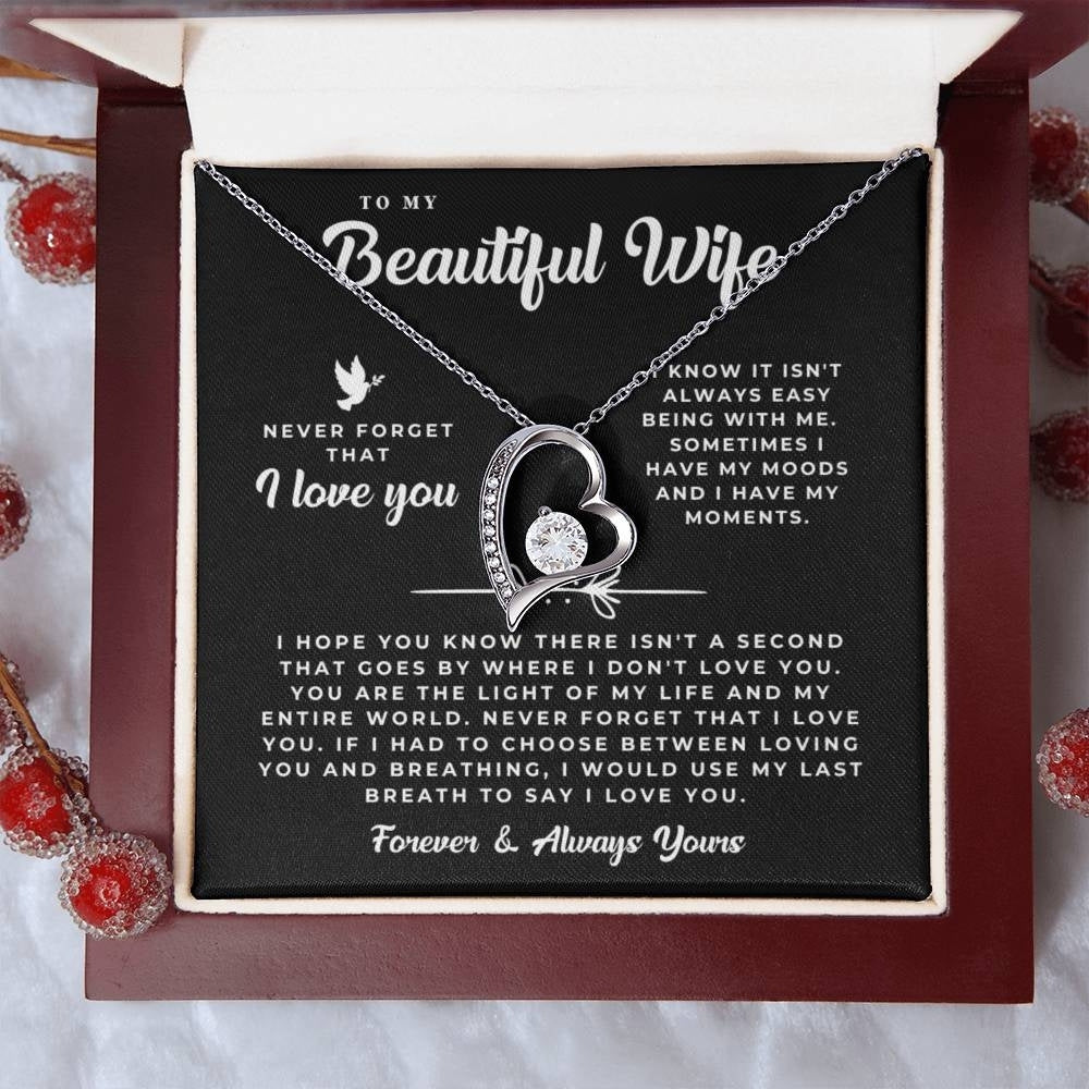 Light of My Life: Heart Necklace Gift Set for Wife