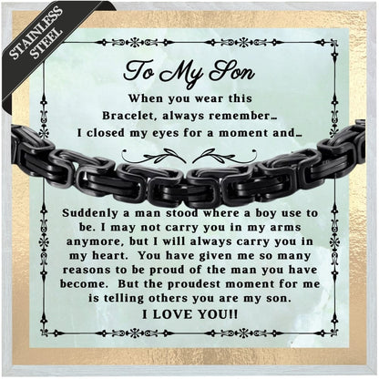 Proud Moments: Stainless Steel Bracelet Gift Set for Son