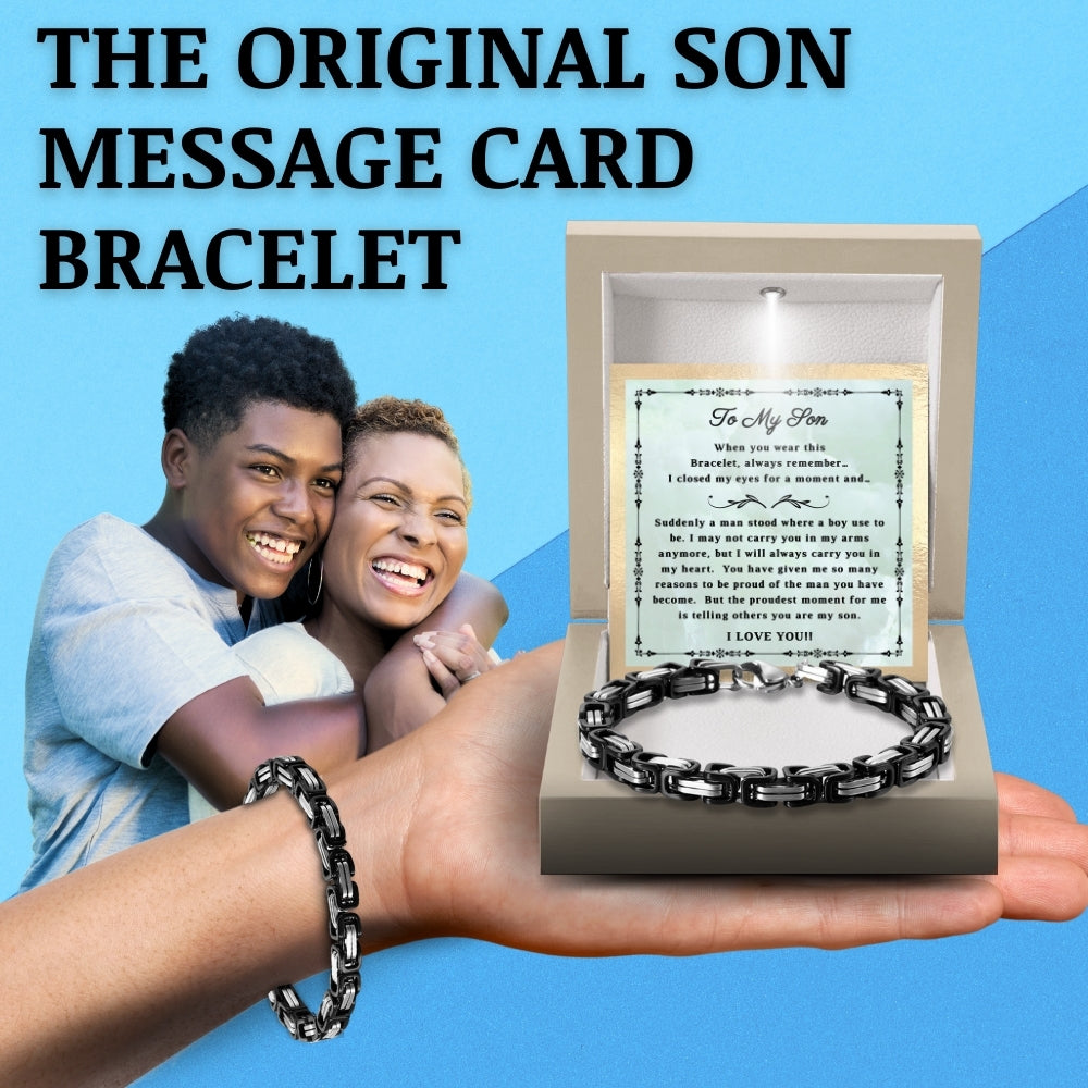 Proud Moments: Stainless Steel Bracelet Gift Set for Son