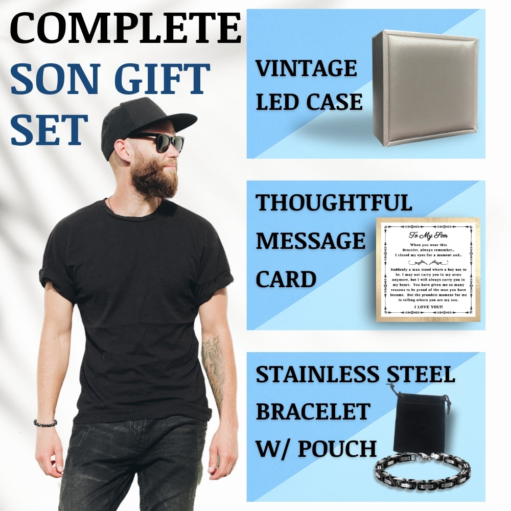 Infinite Pride: Stainless Steel Bracelet Gift Set for Son