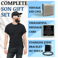 Eternal Bond: Stainless Steel Bracelet Gift Set for Son