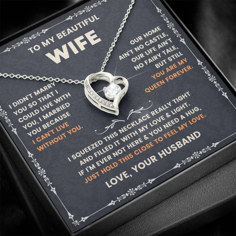 Forever My Queen: Heart Necklace Gift Set for Wife