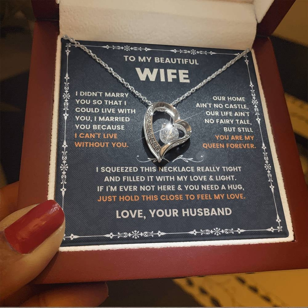 Forever My Queen: Heart Necklace Gift Set for Wife