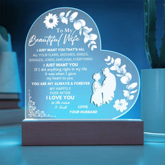 Eternal Love To My Wife Heart LED Plaque