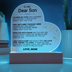 To My Dear Son: Heartwarming LED Plaque