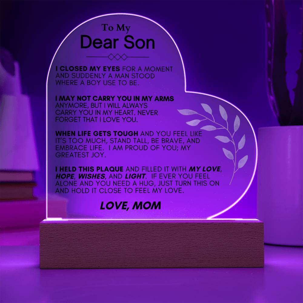 To My Dear Son: Heartwarming LED Plaque