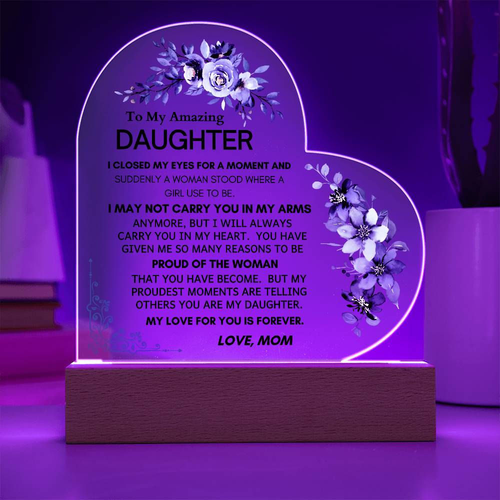 To My Amazing Daughter: Heartfelt LED Plaque