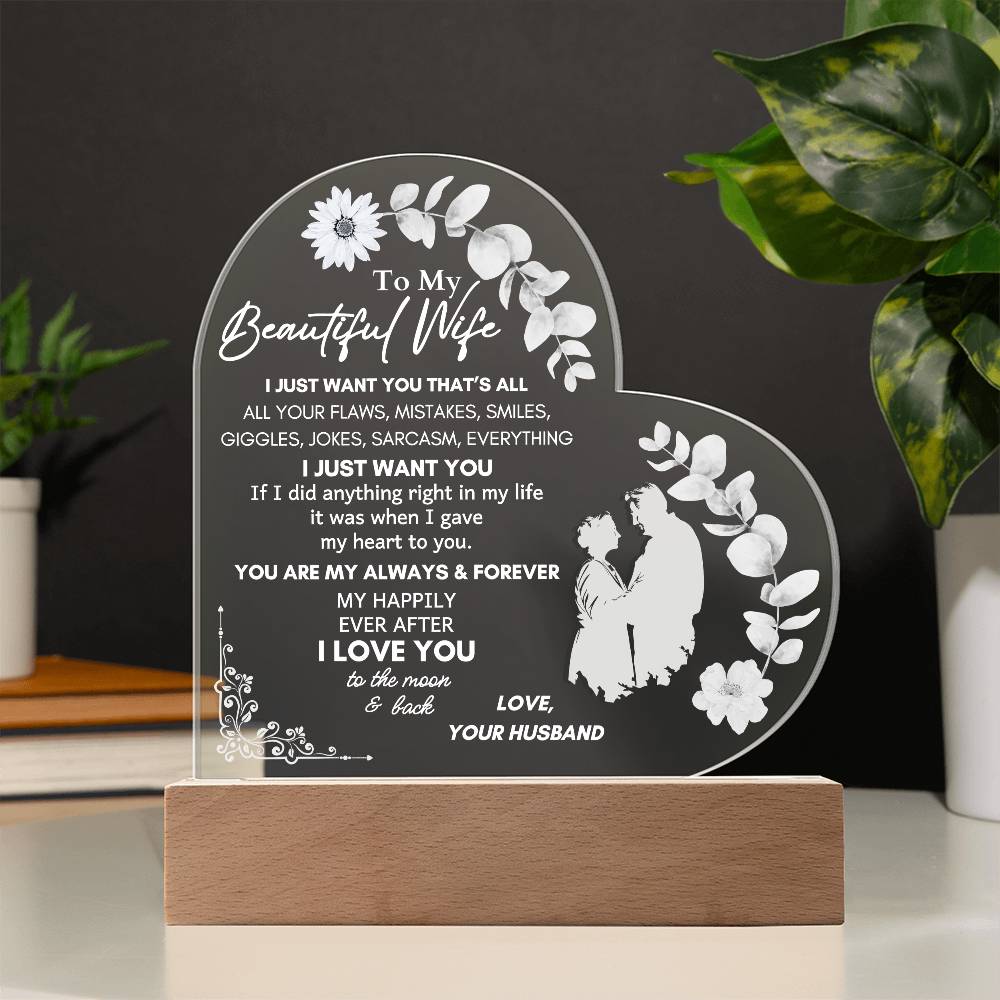 Eternal Love To My Wife Heart LED Plaque