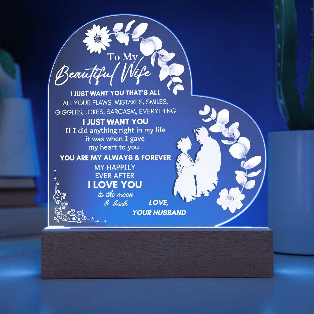 Eternal Love To My Wife Heart LED Plaque