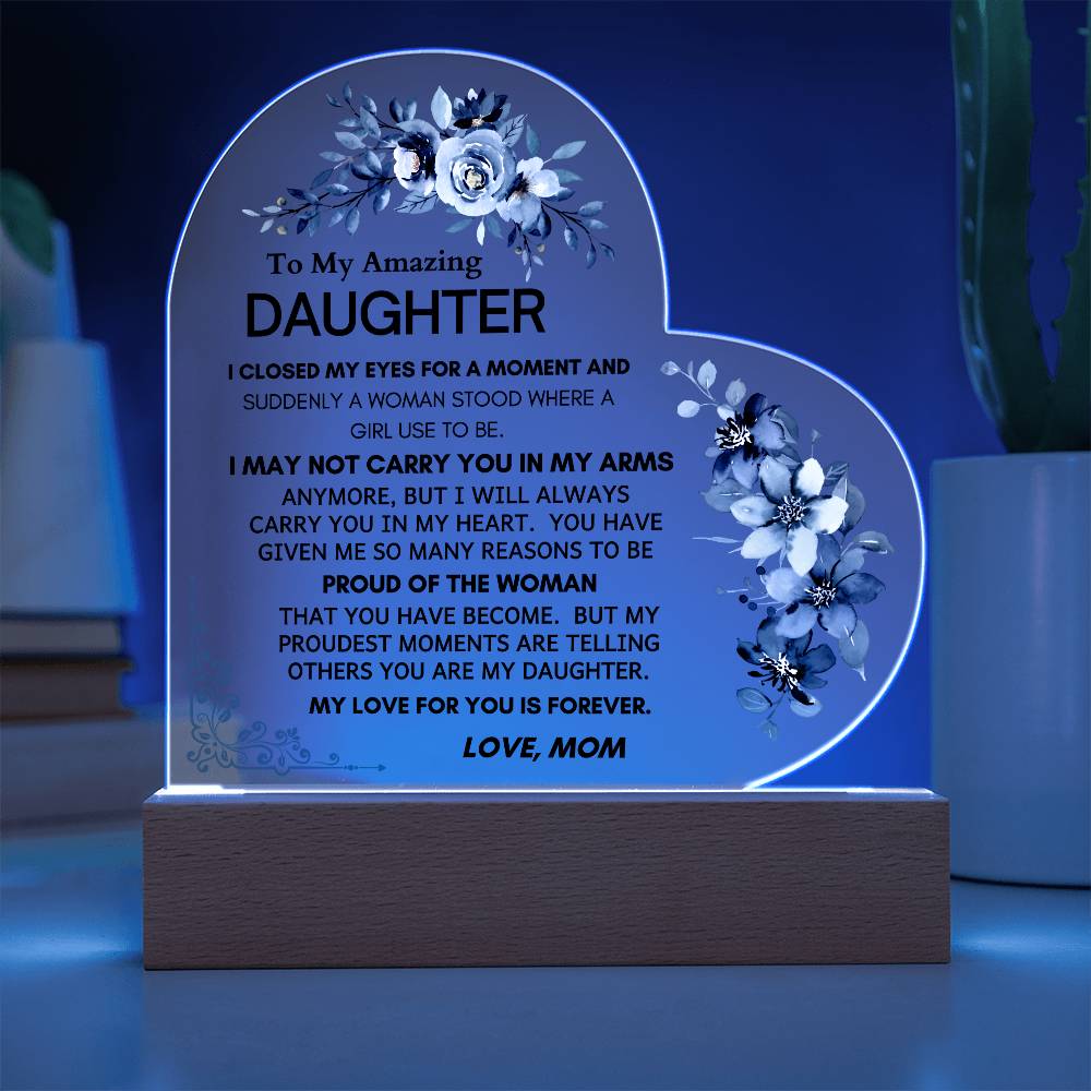 To My Amazing Daughter: Heartfelt LED Plaque