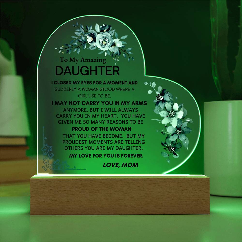 To My Amazing Daughter: Heartfelt LED Plaque