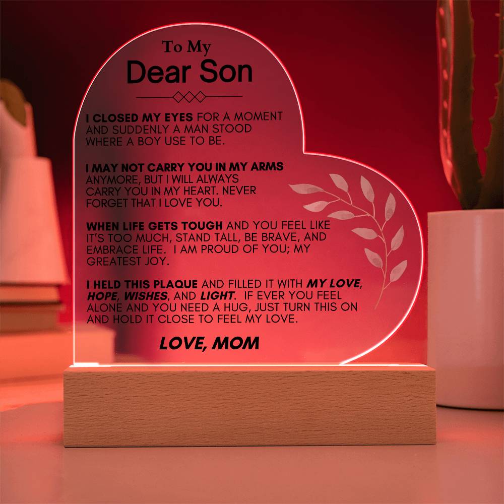 To My Dear Son: Heartwarming LED Plaque