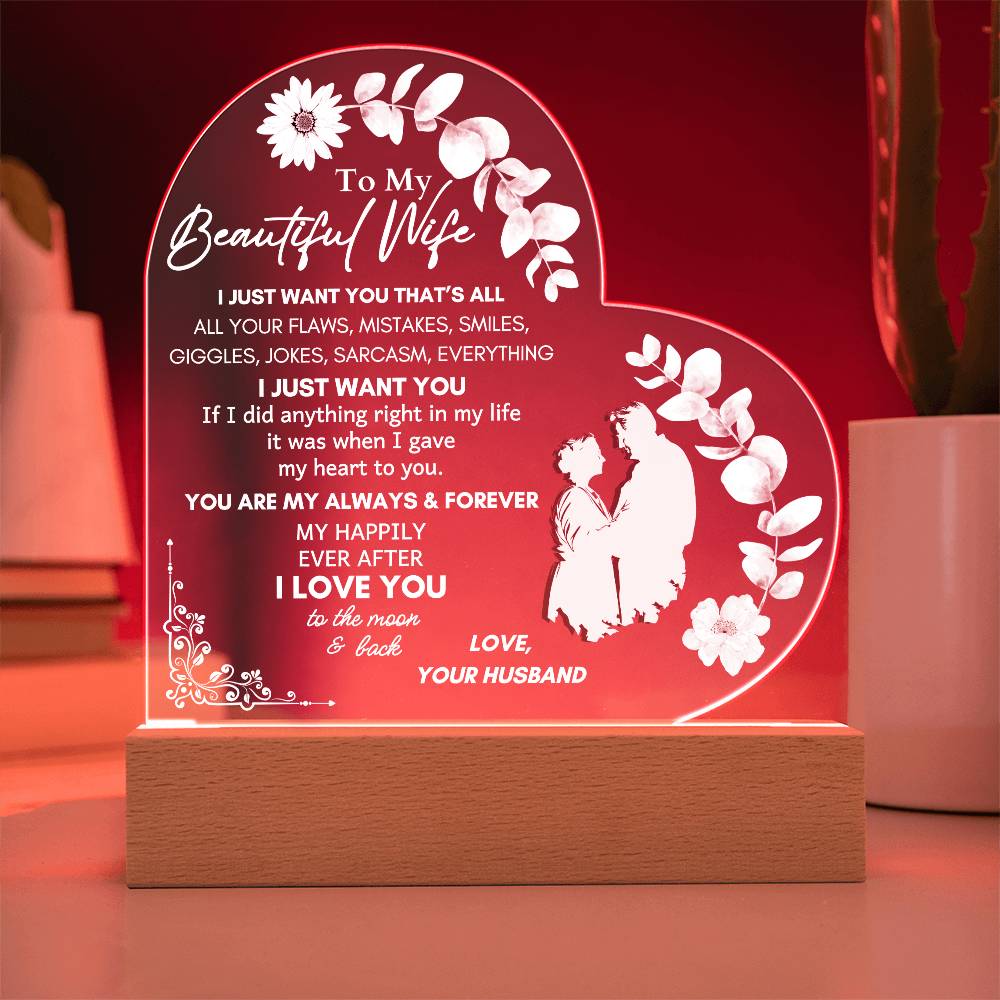 Eternal Love To My Wife Heart LED Plaque