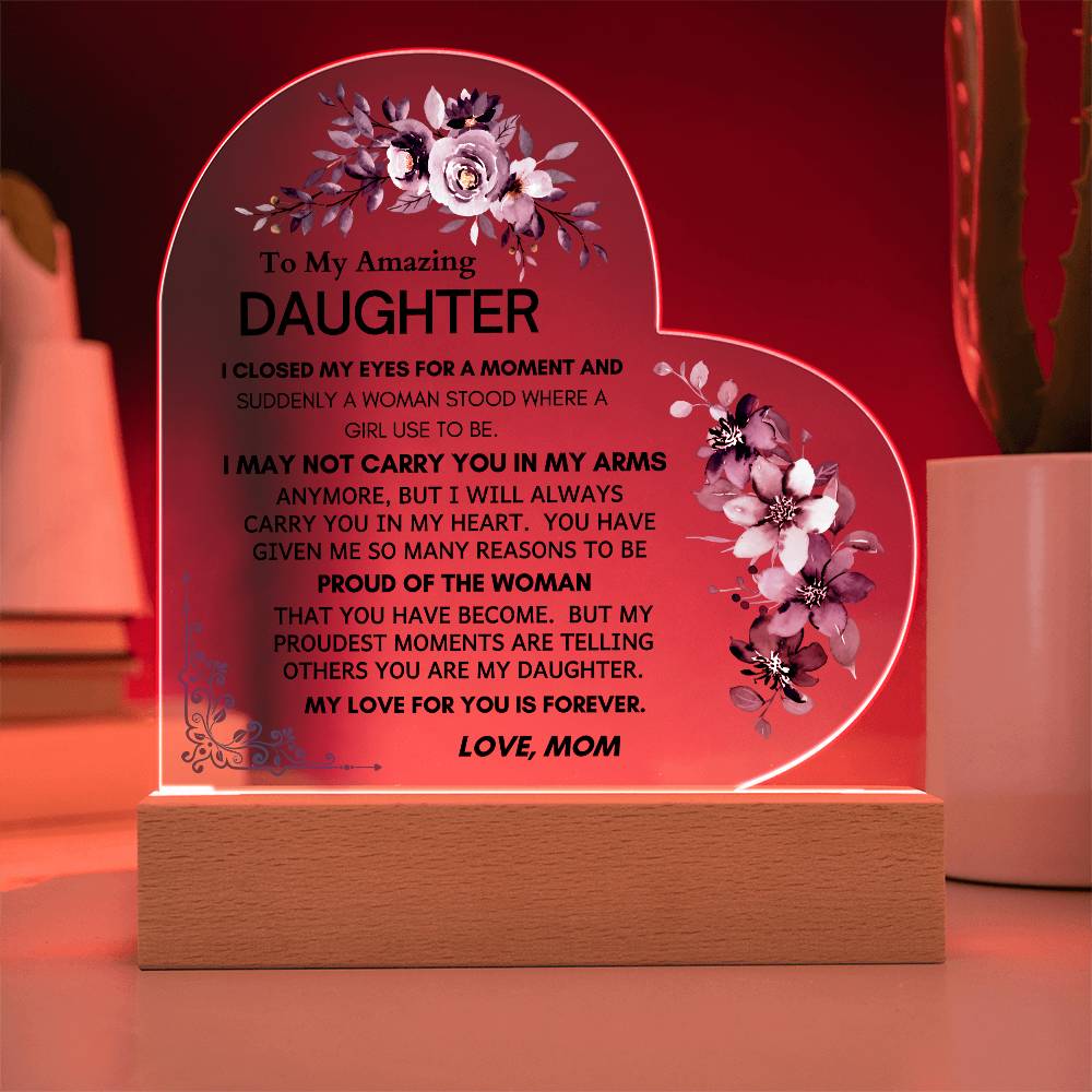 To My Amazing Daughter: Heartfelt LED Plaque