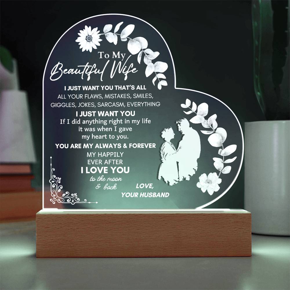 Eternal Love To My Wife Heart LED Plaque