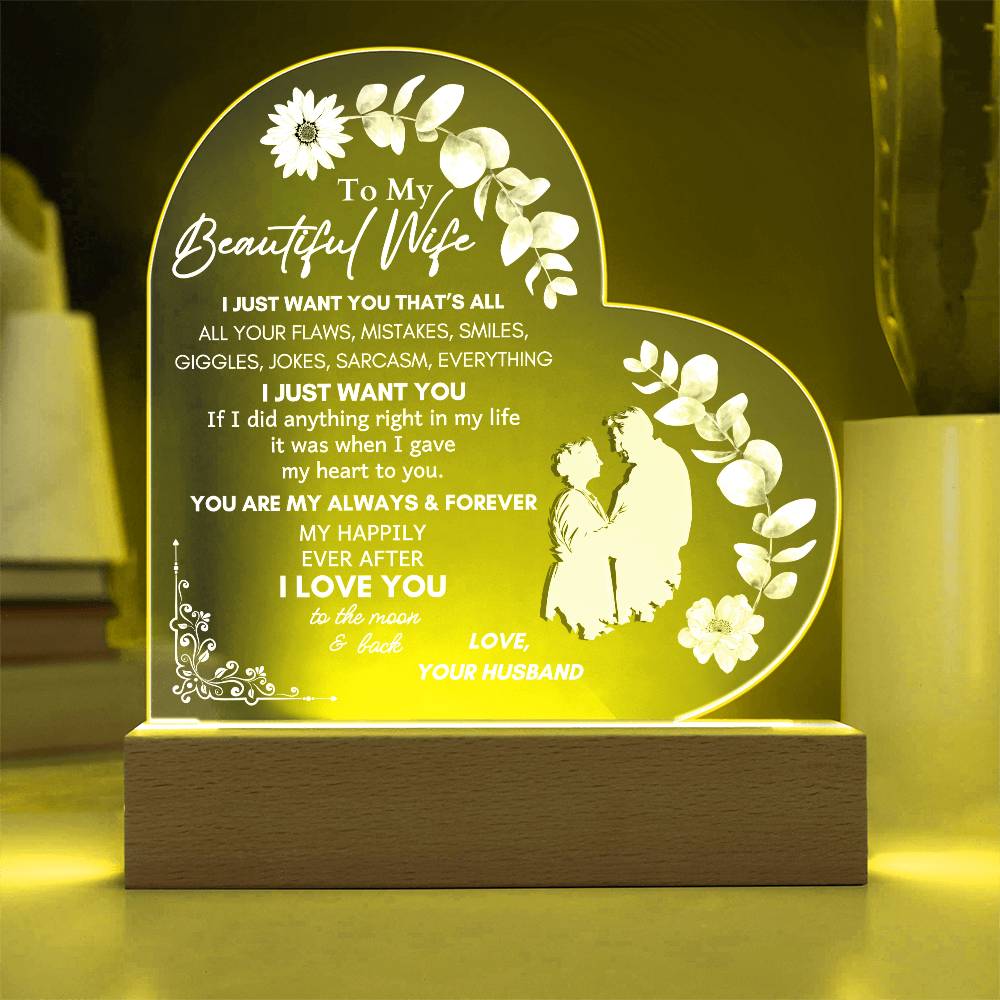 Eternal Love To My Wife Heart LED Plaque