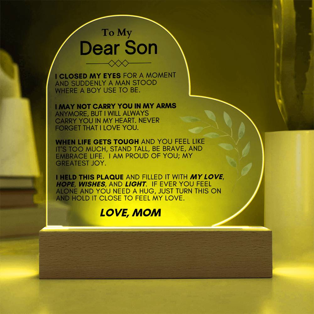 To My Dear Son: Heartwarming LED Plaque