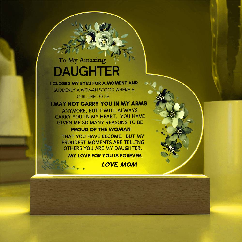 To My Amazing Daughter: Heartfelt LED Plaque